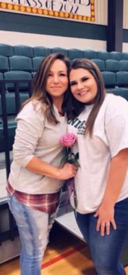 Darci Bass with daughter Livye Lewis- Senior Pep Rally 2020