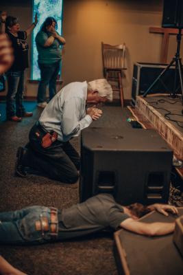 Falling down in worship