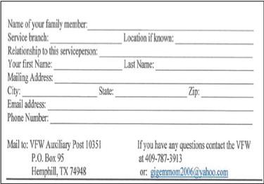 VFW support the families of our servicemen and women now serving