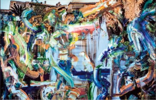 photo submitted Grande Façade Painting... This work, an oil on inket print on canvas titled “Grand Façade, 1972-2023” is an example of artist Brandon Hudson’s works scheduled for display in an upcoming Angelina College Center for the Arts gallery. The exhibition, “Splash the Hippocampus” runs Sept. 23 through Oct. 25, with an artist’s reception scheduled for Sept. 24.
