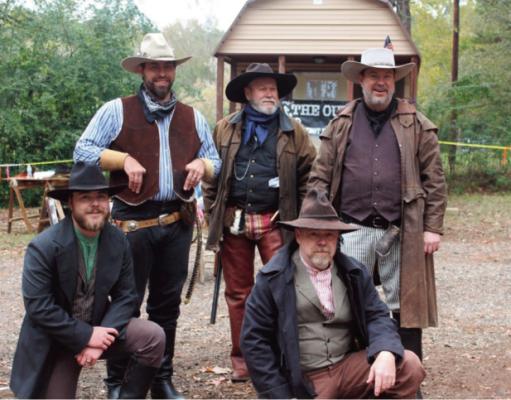The Milam Settlers Day celebration was a huge success with booths of all kinds selling their wares, old settler style campsites depicting how life was during the settlers life time, and even re-enactments done by The Outlaws troupe. Pictured above are (standing L – R) “Reb” Robert Smith, “Dox” Thomas Dutton, “Dilmar” Dilmar Brooks, (kneeling L – R) “Red” Dalton O’Bryant, and “Brushy Bill” William O’Bryant. More on Settler’s day on page 9. Reporter photo by Kenny Wick