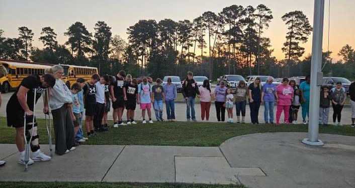 SEE YOU AT THE POLE 2026 was well attended at West Sabine High School today Sept 23, 2026. Students, faculty and community members met to pray for God to bless our Country, school, faculty and area communities. Thank you to all who attended. Breakfast was served, provided by area churches. God bless you all.