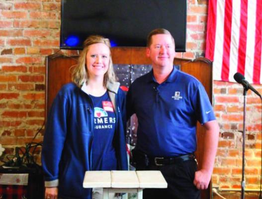 New President... Current Chamber president Jesse Watson introduces incoming president Rebecca Felts. Reporter photo by Kenny Wick