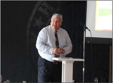 Sabine County Judge Daryl Melton addresses the Chamber