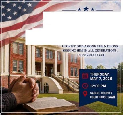 Sabine County to Observe National Day of Prayer May 7
