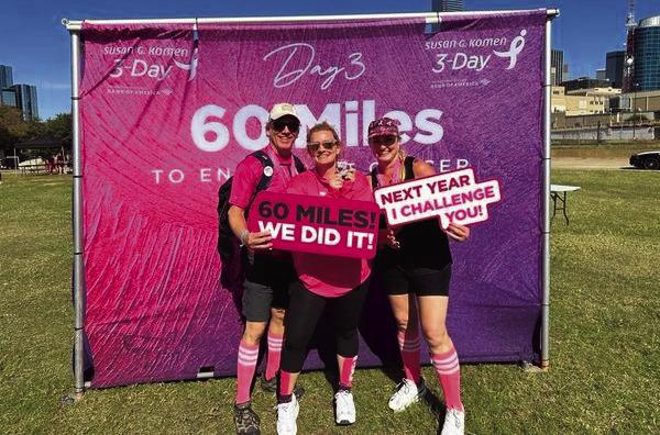 Pat Spring, Rachel Inman, and Maranda Hightower participated in the Susan G. Koman 3 day, 60 mile walk in Dallas , November 4-6. Walking 20 miles each day, the Brookeland trio raised over $10,000 in pledge money for the fight against breast cancer. Photo Submitted