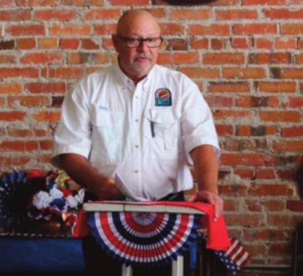 TBLA... Gary Moore of Toledo Bend Lake Association was Guest Speaker at July Meeting of Sabine County Chamber of Commerce. Reporter photo by Kenny Wick