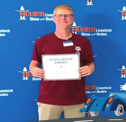 HLSR scholarship recipients... Tate Lane, of West Sabine High School is one of the $20,000 Houston Livestock Show and Rodeo scholarship recipients. Photo Submitted