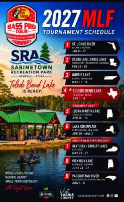 Major League Fishing announces Toledo Bend and Sabine County in Tournament Line Up
