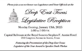 Deep East Texas Legislators to be Honored in Austin