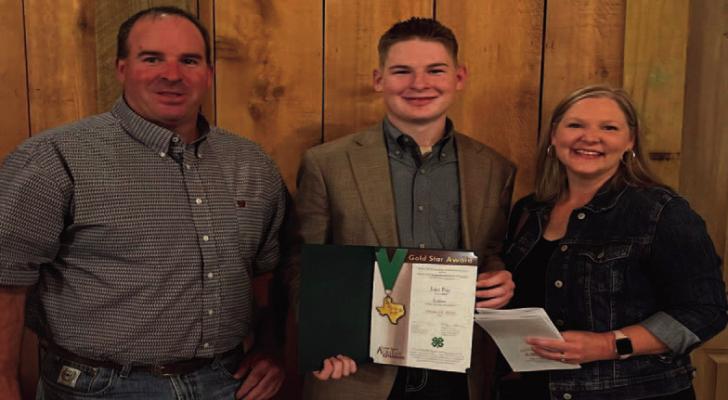 Jake Pay Sabine County 4-H Gold Star Recipient