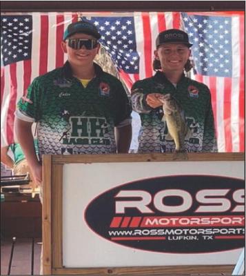 Caden Wright and Kane Ross of the Hemphill Hornet Bass Club fished the DETX High School bass tournament on Sam Rayburn this weekend, bringing in one fish weighing 1.60 pounds. Weigh in was at Jackson Hill Park &amp; Marina. Photo submitted