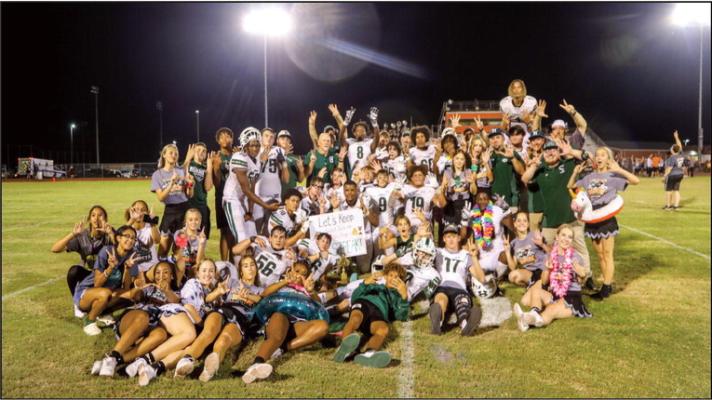 Hemphill Hornets celebrate their seven win streak over West Sabine Tigers. Overall, both teams played heavily offensive games with heart and pride. Good luck to both teams as they wrap up their pre-district seasons. Reporter photo by Delaney Vickers