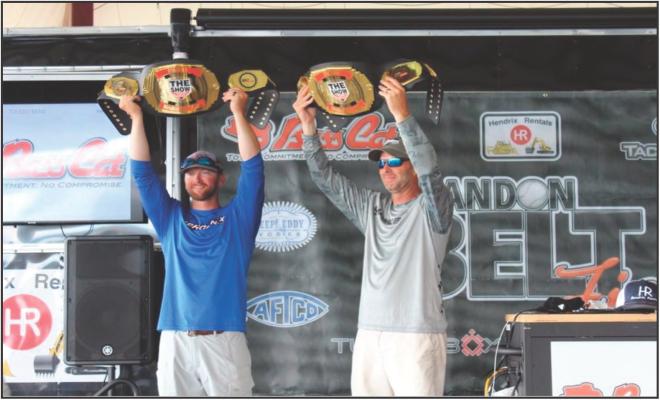 Reporter photo by Kenny Wick Victorious... Lane Masters and Cody Pitt receiving the Brandon Belt “Show Team Series.”