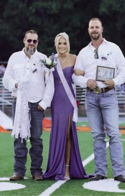Homecoming Queen & Football Sweetheart Cortlynn Gracie Ross Escorted by he step-father Joe Bice and father Cory Ross