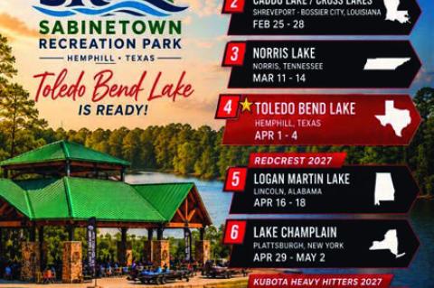 Major League Fishing announces Toledo Bend and Sabine County in Tournament Line Up